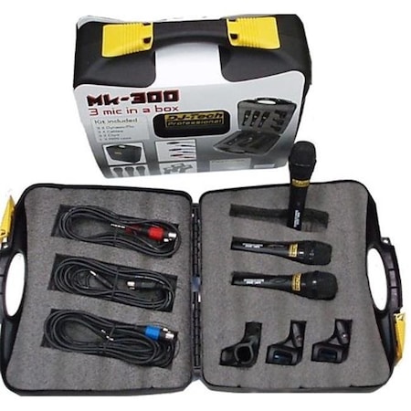 First Audio Manufacturing FIRST AUDIO MANUFACTURING MK300 3 Dynamic Handheld Microphone Package with XLR Cables  Stand Clips and Case MK300